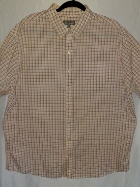 Denver Hayes Men's Orange and White Plaid Button-Down Shirt #2274